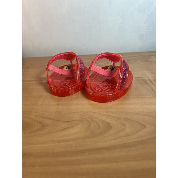 Build a Bear Pink Sparkly Jelly Flip Flops Shoe Sandals - Picture 3 of 5